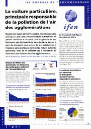 LA VOITURE PARTICULIERE, PRINCIPALE RESPONSABLE DE LA POLLUTION DE L'AIR DES AGGLOMERATIONS | DESAULTY D.