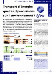 TRANSPORT D'ENERGIE : QUELLES REPERCUSSIONS SUR L'ENVIRONNEMENT ? | INSTITUT FRANCAIS DE L'ENVIRONNEMENT