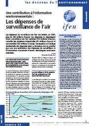 UNE CONTRIBUTION A L'INFORMATION ENVIRONNEMENTALE : LES DEPENSES DE SURVEILLANCE DE L'AIR | BORDE A.