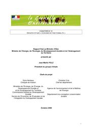 Le Grenelle Environnement - Chantier n° 31 - Groupe d'étude "Economie de fonctionnalité" - Rapport final au ministre d'Etat, ministre de l'Energie, du Développement durable et de l'Aménagement du territoire - Octobre 2008 | FOLZ Jean-Martin