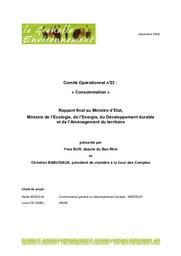 Le Grenelle Environnement - Comité Opérationnel n° 23 "Consommation" - Rapport final au ministre d'Etat, ministre de l'Ecologie, de l'Energie, du Développement durable et de l'Aménagement du territoire - Décembre 2008 | BUR Y