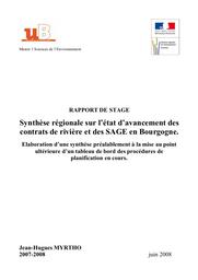Synthèse régionale sur l'état d'avancement des contrats de rivière et des SAGE en Bourgogne | MYRTHO Jean-Hugues