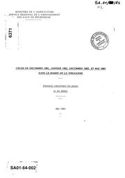 Crues de décembre 1981, janvier 1982, décembre 1982 et mai 1983 dans le bassin de la Vingeanne - éléments concernant les pluies et les débits | MINISTERE DE L'AGRICULTURE, PARIS