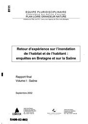 Retour d'expérience sur l'inondation de l'habitat et de l'habitant : enquêtes en Bretagne et sur la Saône | LEDOUX (Bruno)