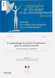 La méthodologie des retours d'expériences après les accidents naturels : première tentative de codification | HUET Philippe