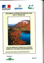 Lac de Bonlieu, étang du Lautrey, forêts et falaises environnantes : Document d'objectifs Natura 2000,site n°FR4301326 | DIRECTION REGIONALE DE L'ENVIRONNEMENT FRANCHE COMTE