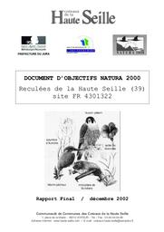 Document d'objectifs Natura 2000 : reculées de la Haute Seille (39), site FR 4301322 | Communauté de Communes des Coteaux de la Haute-Seille