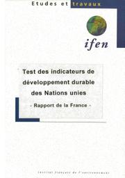 Test des indicateurs de développement durable des Nations unies : rapport de la France | DORMOY Cécile