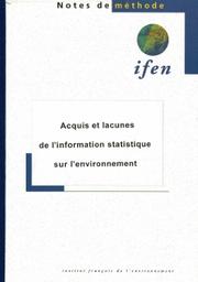 Acquis et lacunes de l'information statistique sur l'environnement | NIRASCOU (Françoise)