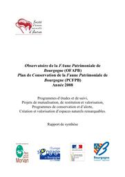 Observatoire de la Faune Patrimoniale de Bourgogne. Plan de Conservation de la Faune Patrimoniale de Bourgogne. Année 2008. | 