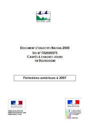 Document d'objectifs de gestion : Natura 2000 : site n° FR2600975 - "Cavités à chauves-souris en Bourgogne" | ROUE Stéphane