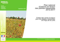 Plan national d'actions en faveur des plantes messicoles 2012-2017. Cartes des zones à enjeux pour les plantes messicoles en Pays de la Loire. | CONSERVATOIRE BOTANIQUE NATIONAL DE BREST. Antenne de Nantes