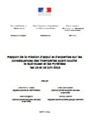 Rapport de la mission d'appui et d'expertise sur les conséquences des intempéries ayant touché le Sud-Ouest et les Pyrénées les 18 et 19 juin 2013 | GALIBERT Thierry - Inspecteur général de santé publique vétérinaire