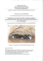 Ecologie et conservation du puffin d’Audubon (Puffinus lherminieri lherminieri) de la réserve naturelle des îlets de Sainte-Anne (Martinique) | PRECHEUR (Carine)