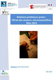 Relations prédateurs - proies : Effraie des clochers - micro-mammifères Bilan 2014 | DEWYNTER Nathalie