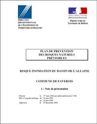 Plan de Prévention des Risques Naturels d'Inondation du bassin de l'Allaine à Faverois | DIRECTION DEPARTEMENTALE DES TERRITOIRES DU TERRITOIRE DE BELFORT