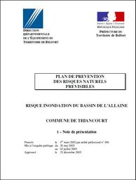 Plan de Prévention des Risques Naturels d'Inondation du bassin de l'Allaine à Thiancourt | DIRECTION DEPARTEMENTALE DES TERRITOIRES DU TERRITOIRE DE BELFORT