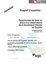 Rapport d'expertise: Opportunités de mise en place d'un observatoire de la dynamique littorale en Guyane | MOISAN M