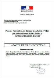 Plan de Prévention des Risques Naturels d'Inondation de la Saône en amont du graylois dans le département de Haute-Saône | DIRECTION DEPARTEMENTALE DES TERRITOIRES DE HAUTE- SAONE
