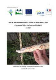 Suivi de la présence du Castor d’Eurasie sur le site Natura 2000 « Gorges de l’Allier et affluents » FR8301075 en 2019 | SMAT du Haut-Allier