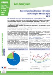 Les immatriculations de véhicules en Auvergne-Rhône-Alpes 2019- N° LA66 | DIRECTION REGIONALE DE L'ENVIRONNEMENT, DE L'AMENAGEMENT ET DU LOGEMENT AUVERGNE-RHÔNE-ALPES. CIDDAE
