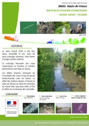 Bulletin de situation hydrologique des Hauts -de-France- Avril 2020 | DIRECTION REGIONALE DE L'ENVIRONNEMENT, DE L'AMENAGEMENT ET DU LOGEMENT HAUTS DE FRANCE