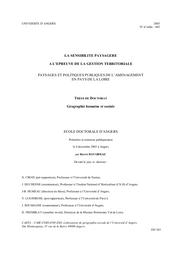 La sensibilité paysagère à l'épreuve de la gestion territoriale, paysages et politiques publiques de l'aménagement en Pays de la Loire | DAVODEAU (Hervé)