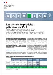Les ventes de produits pétroliers en 2019 - Résultats par produit et par département (France métropolitaine) | MISAK Evelyne