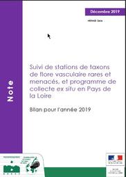 Suivi de stations de taxons de flore vasculaire rares et menacés, et programme de collecte ex situ en Pays de la Loire - Bilan pour l'année 2019 | MESNAGE Cécile