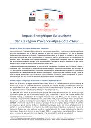 Impact énergétique du tourisme dans la région Provence-Alpes-Côte d'Azur : rapport final et synthèse | ADEME