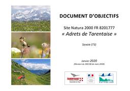 SITE NATURA 2000 FR8201777 "ADRETS DE TARENTAISE" 2020 ACTUALISATION DU DOCOB DE MARS 2009 | KUNTZ (Hélène)