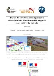 Impact des variations climatiques sur la vulnérabilité aux débordements de nappe des zones côtières du Cotentin = Impact des variations climatiques sur la vulnérabilité aux débordements de nappe des zones côtières du Cotentin | A. Gauvain