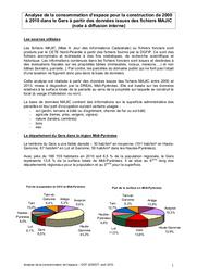 Analyse de la consommation d’espace pour la construction de 2000 à 2010 dans le Gers à partir des données issues des fichiers MAJIC | DDT 32