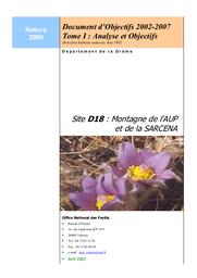 2002 - Document d'objectifs Natura 2000 : Pelouses, forêts et habitats rocheux de la montagne de l'Aup et de la Sarcena - FR8201688 | OFFICE NATIONAL DES FORETS