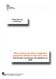 Mise en œuvre du droit au logement opposable (DALO) en Pays de la Loire : Activité des commissions de médiation en 2019 | Normand Charlotte