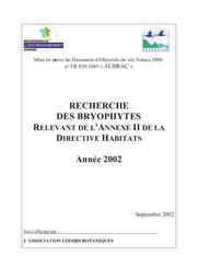 Recherche des bryophytes relevant de l'annexe II de la directive Habitats - Mise en oeuvre du DocOb du site Natura 2000 FR8301069 "Aubrac" | Association Loisirs Botaniques