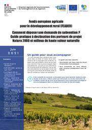 Fonds européen agricole pour le développement rural (FEADER) - Comment déposer une demande de subvention ? : guide pratique à destination des porteurs de projet Natura 2000 et milieux de haute valeur naturelle | DIRECTION REGIONALE DE L'ENVIRONNEMENT, DE L'AMENAGEMENT ET DU LOGEMENT CENTRE-VAL DE LOIRE