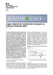 Conjoncture des transports. Léger rebond de l’activité de transport au premier trimestre 2021. | GUILLON Nathalie