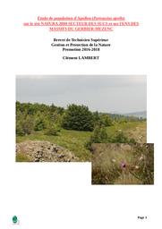 Etude de population d'Apollon (Parnassius apollo) sur le site Natura 2000 secteur des Sucs et sur l'ENS des massifs du Gerbier/Mézenc | LAMBERT Clément
