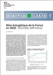 Bilan énergétique de la France en 2020 - Données définitives. | MINISTERE DE LA TRANSITION ECOLOGIQUE