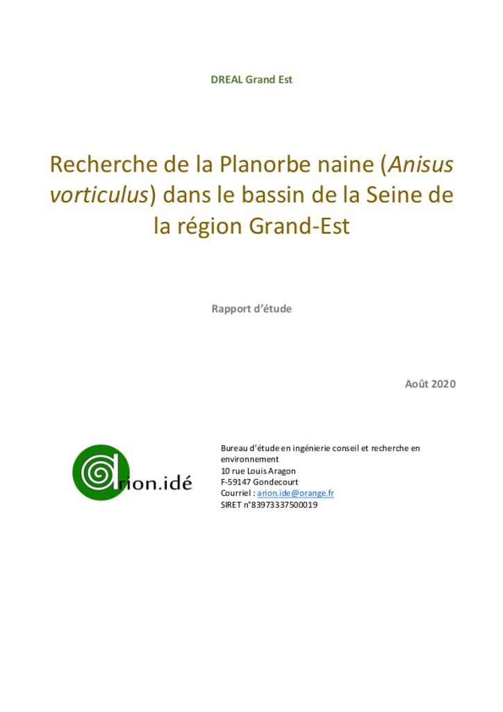 Recherche de la planorbe naine (Anisus vorticulus) dans le bassin de la Seine de la Région Grand Est | 