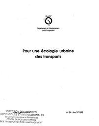 Pour une écologie urbaine des transports. | AMAR G.