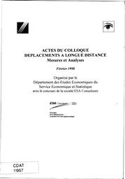 Actes du colloque - Déplacements à longue distance. Mesure et analyses. | CALZADA (C)