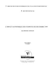 [L']impact économique des tempêtes de décembre 1999. | EHRARD-CASSEGRAIN A