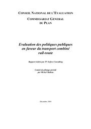 Evaluation des politiques publiques en faveur du transport combiné rail - route. A - Rapport.- 261 p. B - Etudes complémentaires (annexes 8 à 16).- 209 p. | BEREST V.