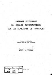 Rapport intérimaire du groupe interministériel sur les auxiliaires de transport. | BARILLON (M)