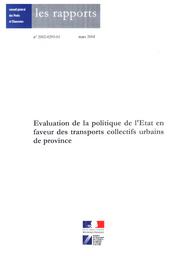 Evaluation de la politique de l'Etat en faveur des transports collectifs urbains de province (TCU). Rapport n° 2002-0293-01. | PEIGNE (H)