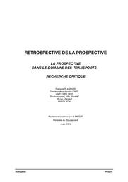 Rétrospective de la prospective dans les transports et l'aménagement du territoire. | PLASSARD (françois)
