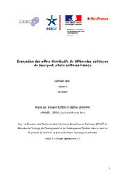 Evaluation des effets distributifs de différentes politiques de transport urbain en Ile-de-France. | BUREAU (B)