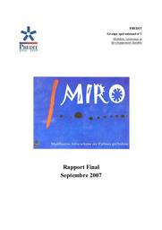 MIRO. Modélisation intra-urbaine des rythmes quotidiens. Rapport final. Septembre 2007. | UNIVERSITÉ DE FRANCHE-COMTE